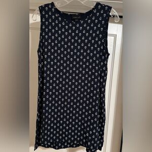 J. Jill Navy Blue and Beige  Sleeveless Top